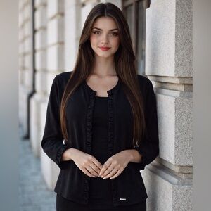 Elegant Black Ruffled Women's Top